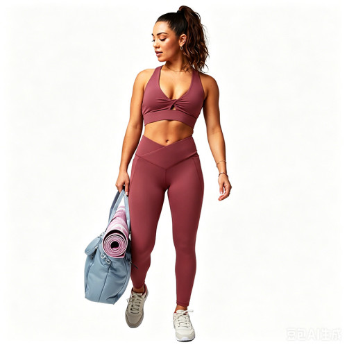 Easemotion OEM V-Cross Waist Yoga Leggings | Custom High Waisted Workout Pants