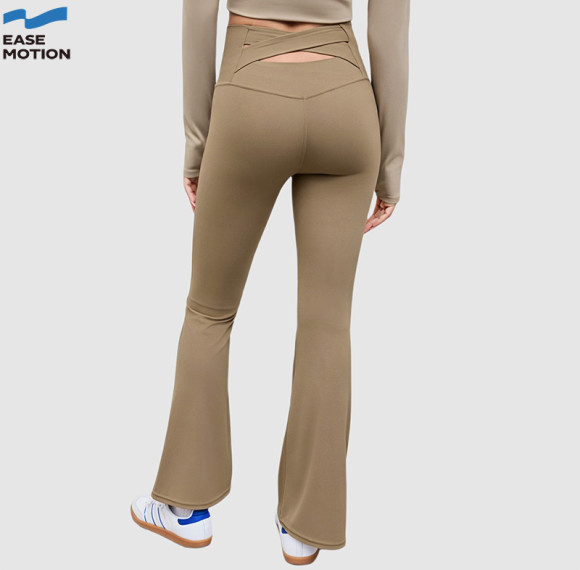 Easemotion OEM Cross Back Waist Flare Yoga Leggings | Custom High Waisted Pants