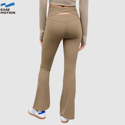 Easemotion OEM Cross Back Waist Flare Yoga Leggings | Custom High Waisted Pants