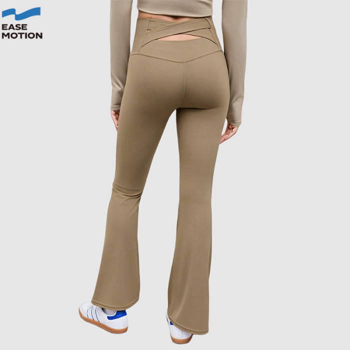 Easemotion OEM Cross Back Waist Flare Yoga Leggings | Custom High Waisted Pants