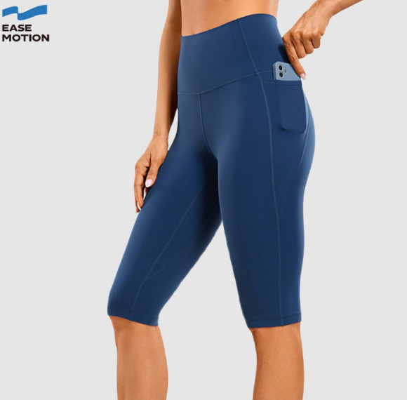 Easemotion OEM Custom Knee-Length Pocket Capri Leggings | Compression Yoga Shorts