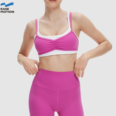 Custom Double-Strap Yoga Bra - Ruched Front, High Support, For Gym & Workout