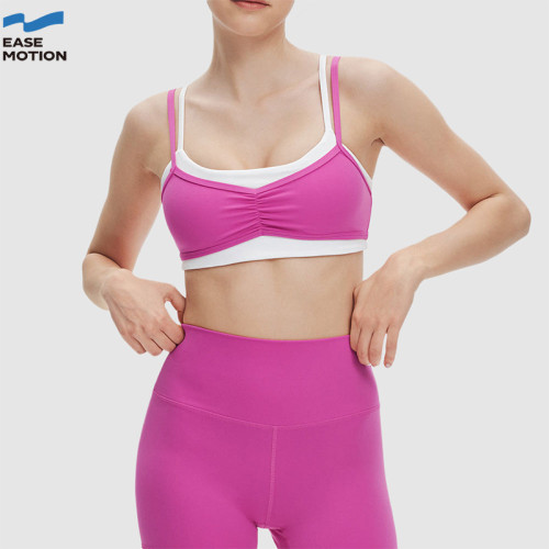 Custom Double-Strap Yoga Bra - Ruched Front, High Support, For Gym & Workout
