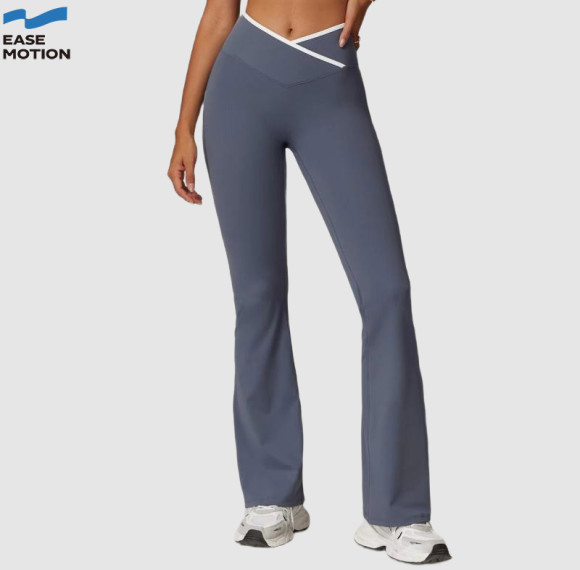 Custom V-Waist Flare Yoga Leggings - High Waist, Two-Tone, Buttery Soft for Gym & Yoga