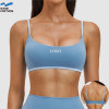 Custom Thin-Strap Scoop Neck Yoga Bra - Contrast Trim, Soft Support, For Yoga & Workouts