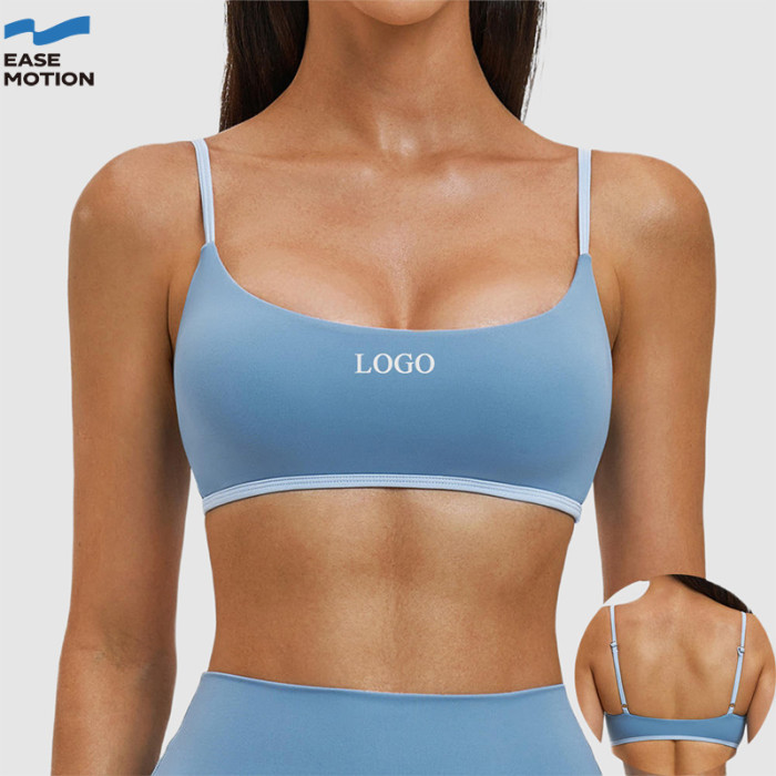 Custom Thin-Strap Scoop Neck Yoga Bra - Contrast Trim, Soft Support, For Yoga & Workouts
