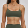 Custom Thin-Strap Scoop Neck Yoga Bra - Contrast Trim, Soft Support, For Yoga & Workouts