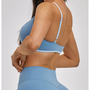 Custom Thin-Strap Scoop Neck Yoga Bra - Contrast Trim, Soft Support, For Yoga & Workouts