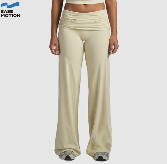 Custom Fold-Over Waist Flare Yoga Leggings - Soft Fabric, High Waist, For Yoga & Casual Wear