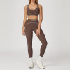 Custom Contrast Trim Yoga Set - Sports Bra & High Waist Leggings, Soft & Supportive