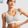 Custom Gingham Print Ruched Yoga Bra - Scoop Neck, Contrast Trim, Soft Support
