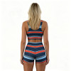 Custom Striped Yoga Set | Square Neck Sports Bra & High Waist Shorts for Women
