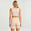 Custom Pastel Striped Yoga Set | Square Neck Sports Bra & High Waist Biker Shorts