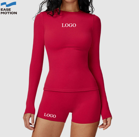 Custom Long Sleeve Sports Top | Slim Fit Crew Neck Yoga Top for Women