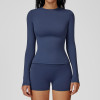 Custom Long Sleeve Sports Top | Slim Fit Crew Neck Yoga Top for Women