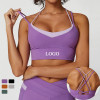 Custom Contrast Halter Yoga Bra | V-Neck Double Strap Sports Bra for Women