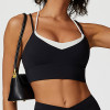 Custom Contrast Halter Yoga Bra | V-Neck Double Strap Sports Bra for Women