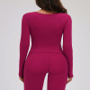 Custom Wrap V-Neck Long Sleeve Yoga Top | Slim Fit Workout Top for Women