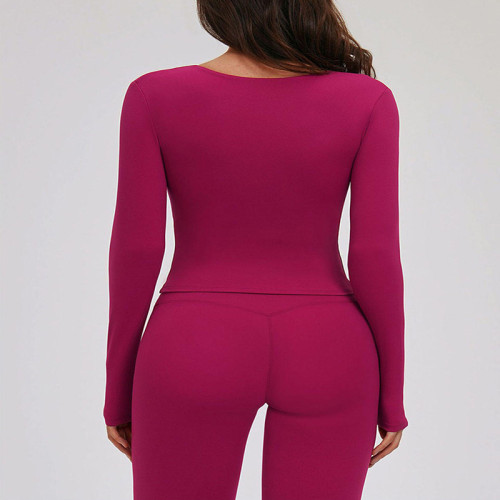Custom Wrap V-Neck Long Sleeve Yoga Top | Slim Fit Workout Top for Women