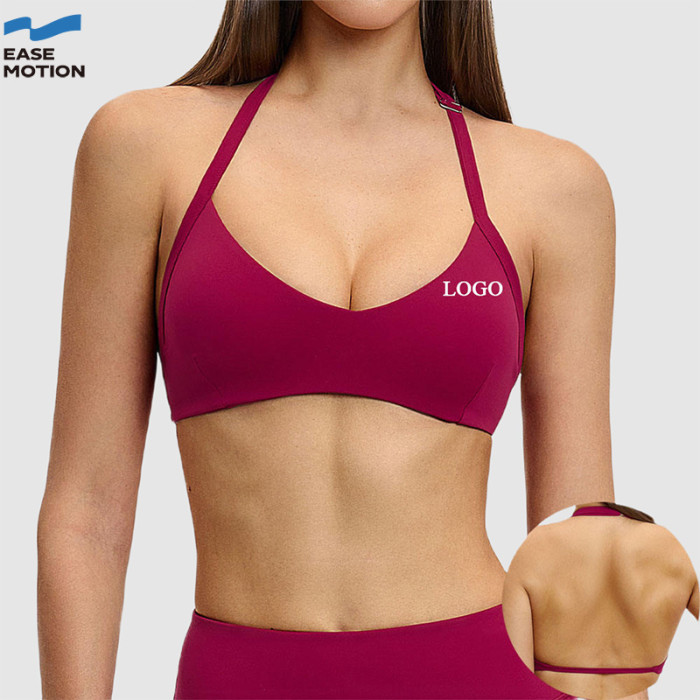 Custom Halter Neck Yoga Bra | V-Neck Adjustable Sports Bra for Women