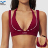 Custom Contrast Trim Double Strap Yoga Bra | Deep V-Neck Sports Bra for Women