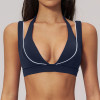 Custom Contrast Trim Double Strap Yoga Bra | Deep V-Neck Sports Bra for Women