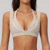 Custom Contrast Trim Double Strap Yoga Bra | Deep V-Neck Sports Bra for Women