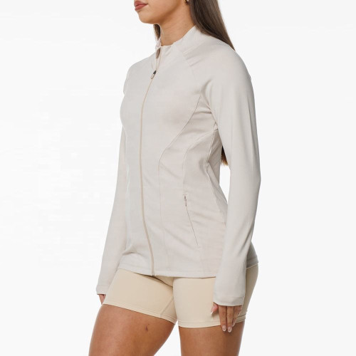 Custom Full-Zip Fitted Yoga Jacket | Long Sleeve Athletic Jacket with Pockets for Women