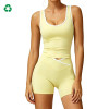Custom Contrast Trim Cross Waist Yoga Set | Tank Top & Biker Shorts for Women