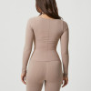 Custom Ribbed Square Neck Long Sleeve Yoga Top | Workout Shirt for Women