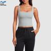 Custom Square Neck Crop Yoga Vest | Wide Strap Workout Tank for Women