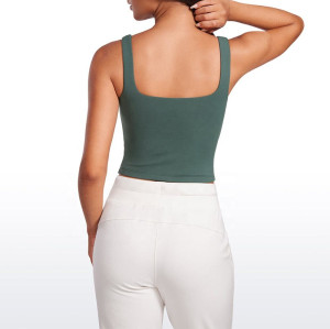 Custom Square Neck Crop Yoga Vest | Wide Strap Workout Tank for Women