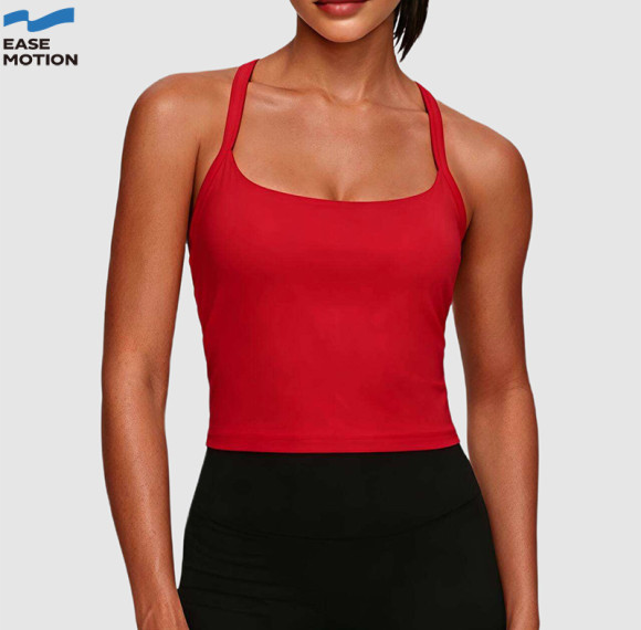 Custom Square Neck Cross-Back Yoga Vest | Cropped Workout Tank