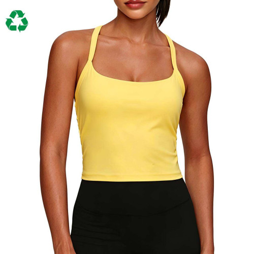 Custom Square Neck Cross-Back Yoga Vest | Cropped Workout Tank