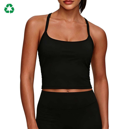 Custom Square Neck Cross-Back Yoga Vest | Cropped Workout Tank