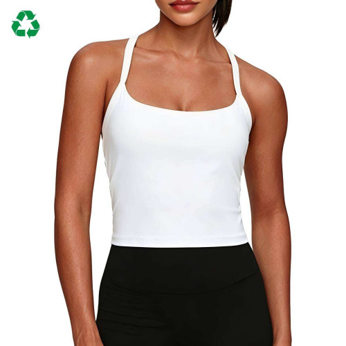 Custom Square Neck Cross-Back Yoga Vest | Cropped Workout Tank