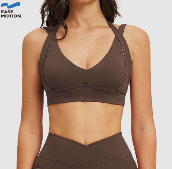 Custom V-Neck Halter Yoga Bra | Supportive Workout Sports Bra
