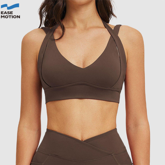 Custom V-Neck Halter Yoga Bra | Supportive Workout Sports Bra