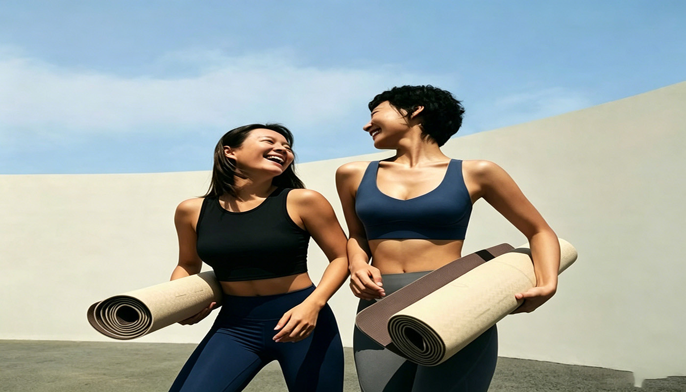 Activewear product development team analyzing yoga apparel market trends and customer insights