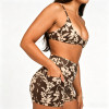Custom Floral Scoop Neck Yoga Set | Sports Bra & Biker Shorts 2-Piece