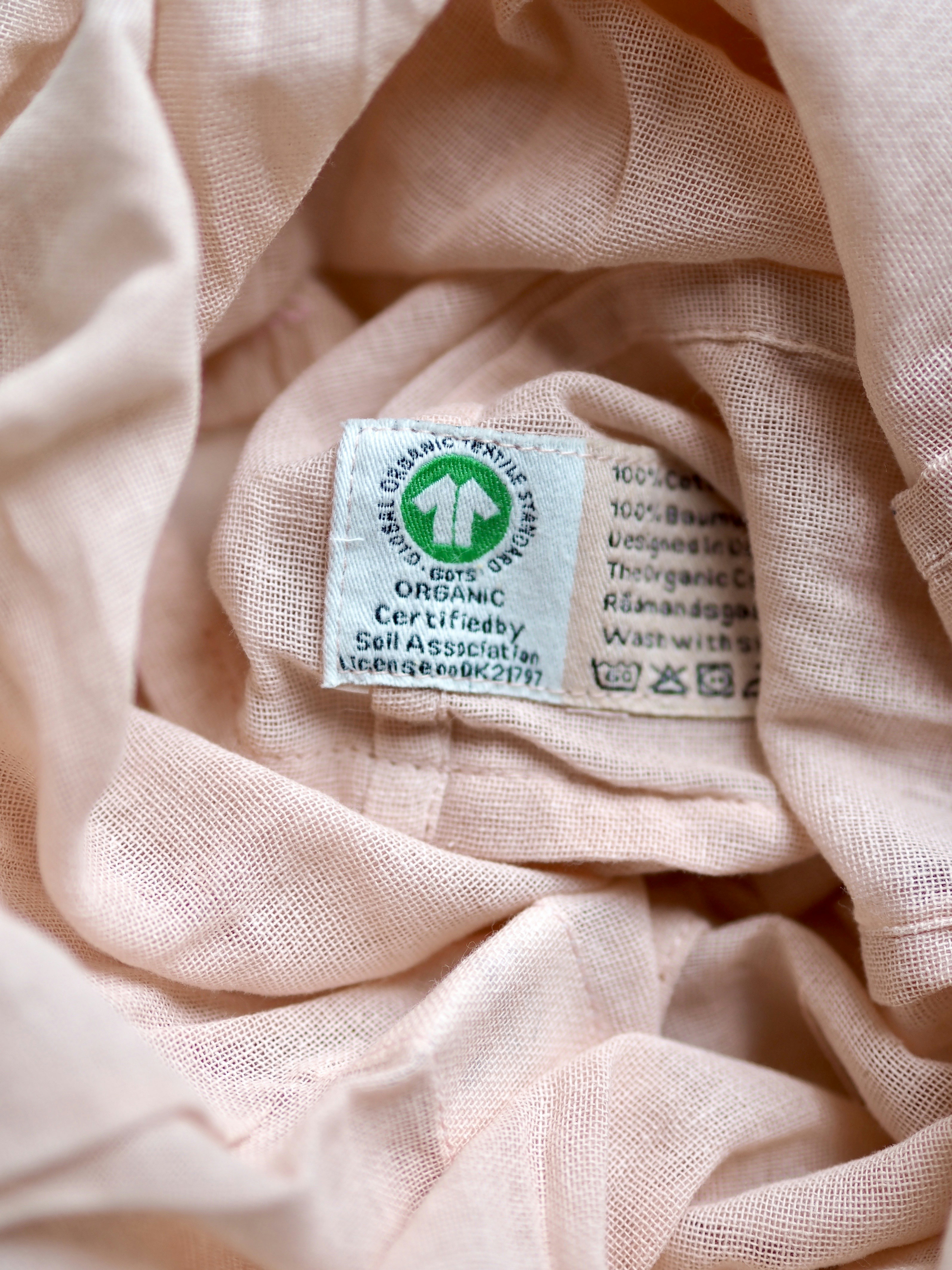 A close-up of GOTS-certified organic cotton fabric for yoga apparel