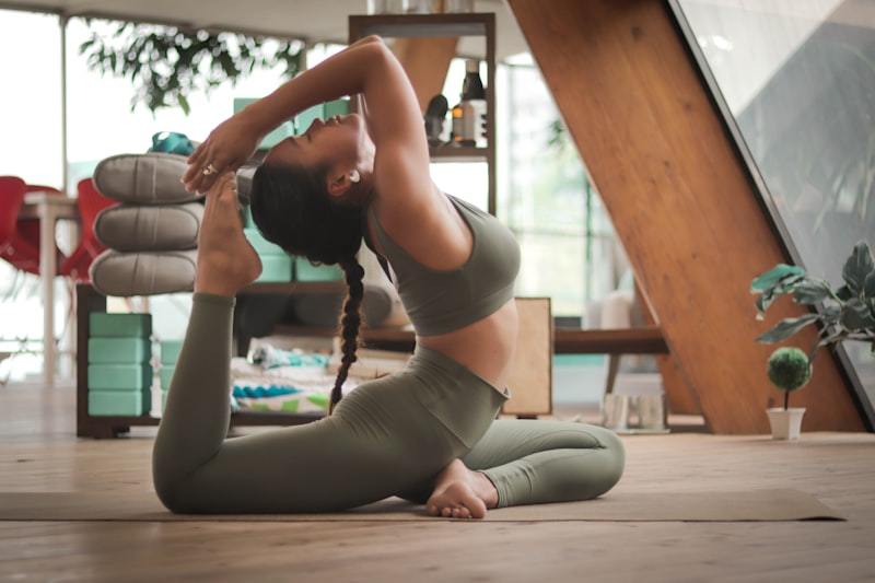 Woman in yoga pose with leggings