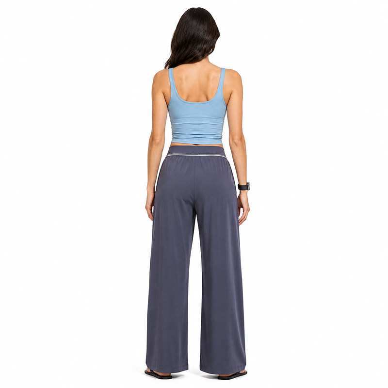 Custom wide leg yoga pants back view