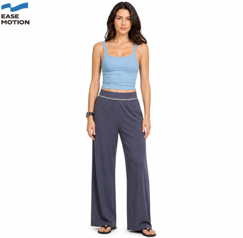 Custom Wide Leg Yoga Pants — Sustainable High Waist Soft Stretch Lounge Trousers | Easemotion