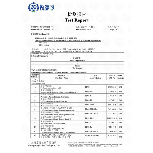 PFAS Free Test Report
