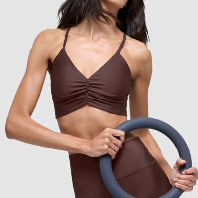 Customizable Ruched V-Neck Yoga Bra for Women - OEM/ODM, Removable Pads, Soft Fabric for Yoga & Pilates