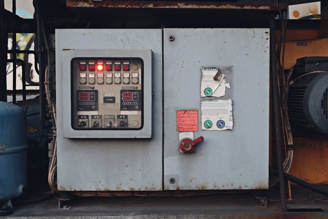 Close-up of a generator's electrical control panel wiring