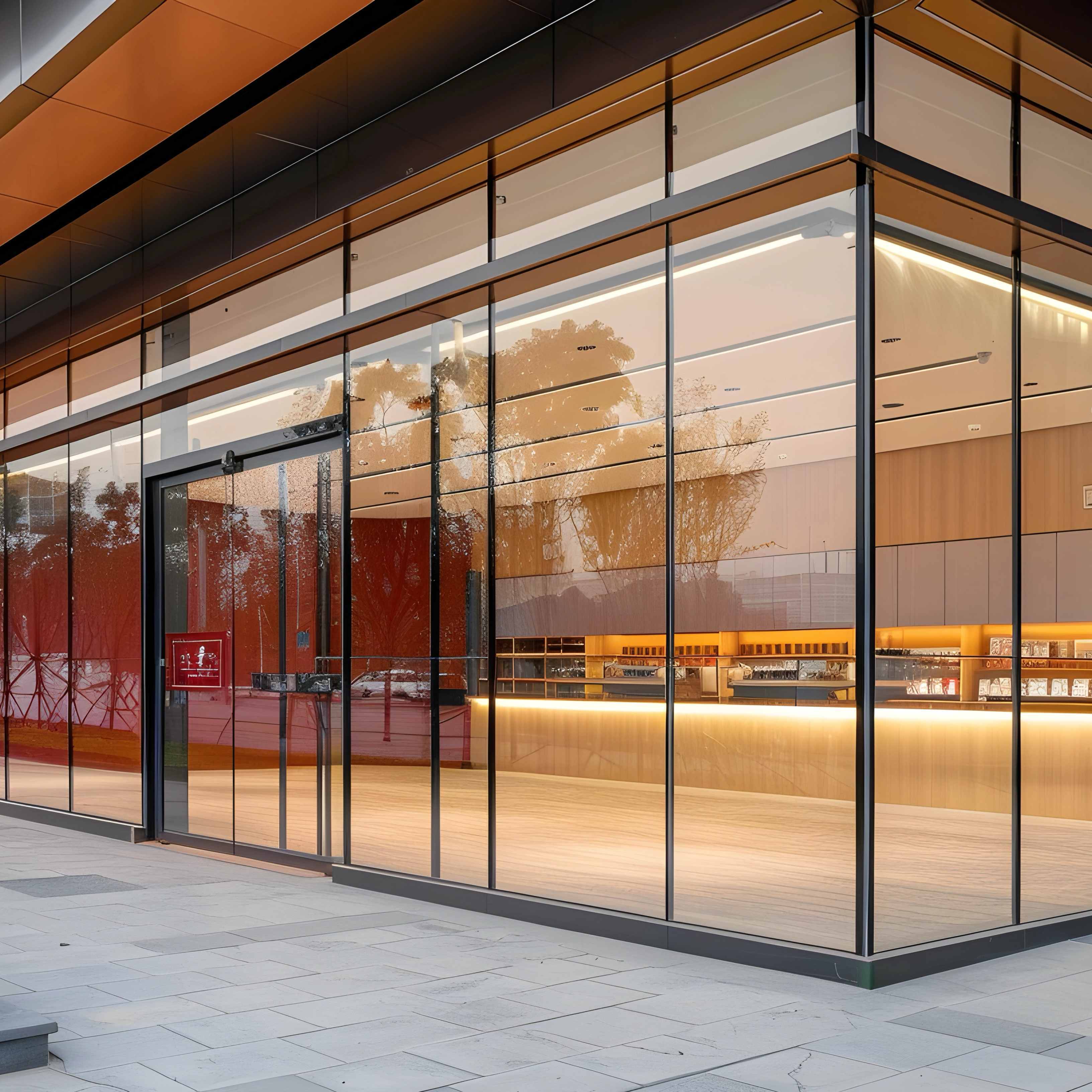 Commercial Building with Glass Curtain Walls