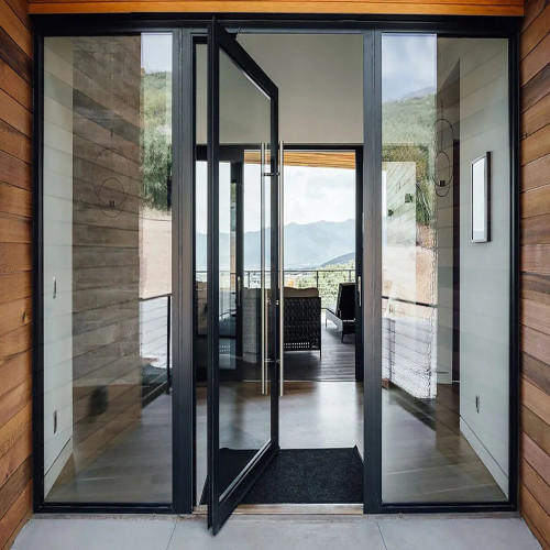 Aluminum Pivot Door Modern Entrance Door Manufacturer Fowall