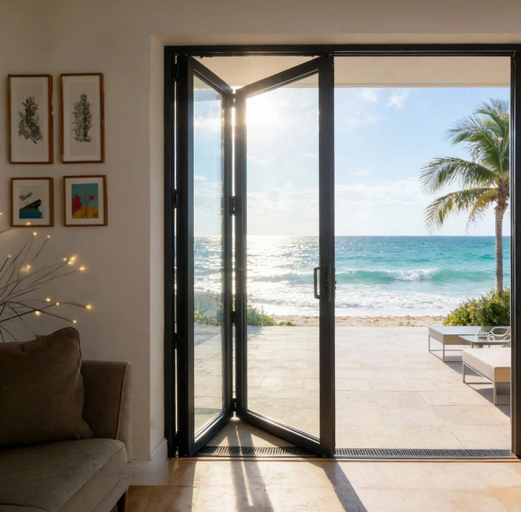 Aluminum Bi-Fold Door Modern Folding Glass Door Manufacturer solution